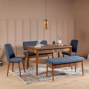 Banc d'entrée avec rangement en tissu bleu 110 cm ROSARIO